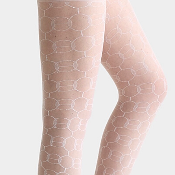Geo chain white sheer pantyhose fantasy tights made in Italy NWT - Picture 2 of 8